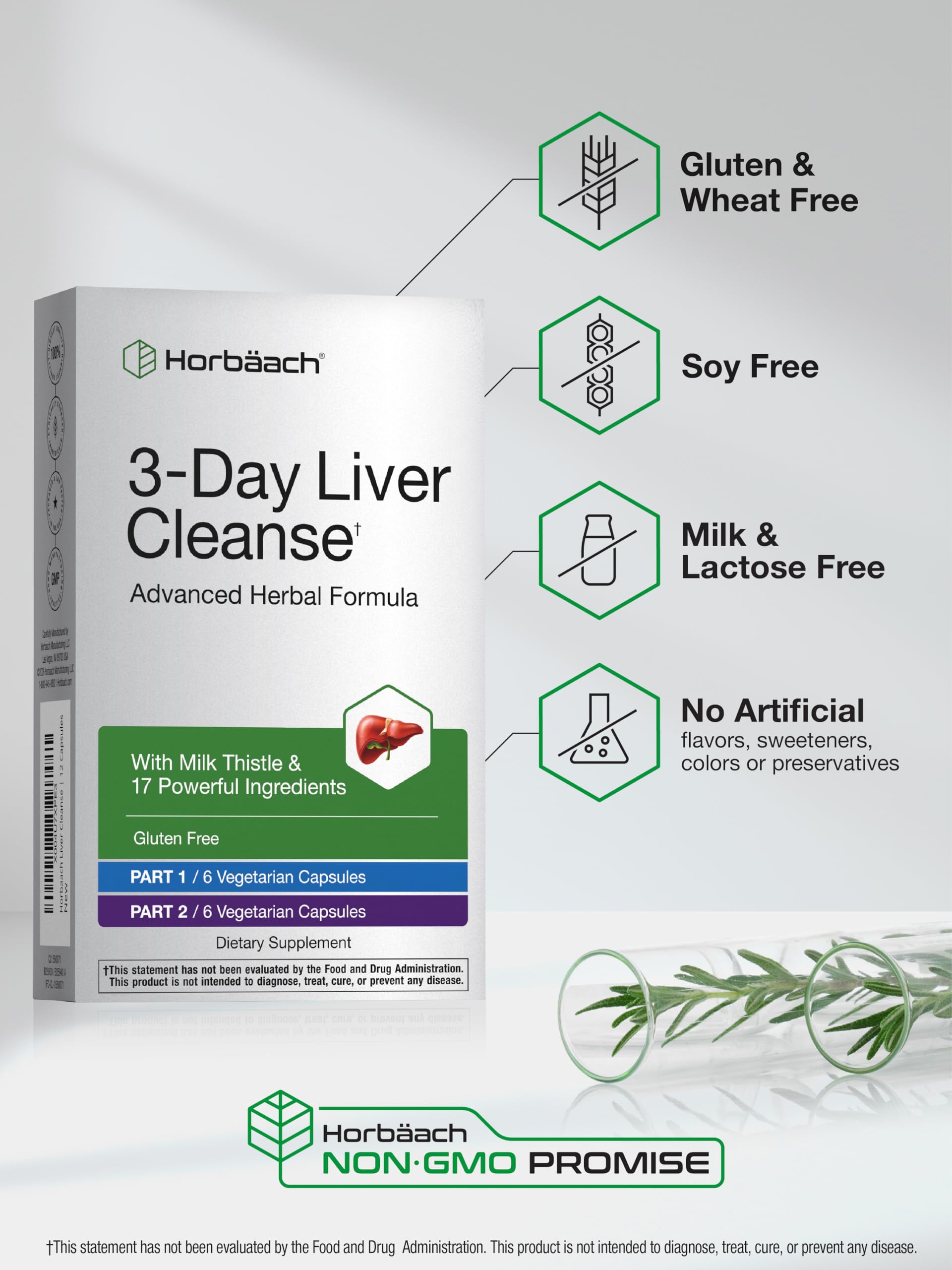 Horbäach 3-Day Liver Cleanse | 12 Capsules | with Milk Thistle | Advanced Herbal Formula | Vegetarian, Non-GMO, Gluten Free Supplement - Image 4