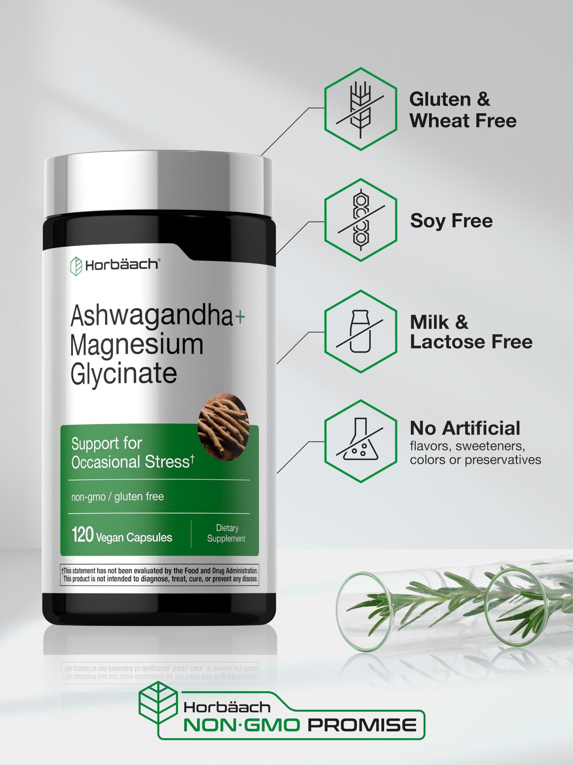Horbäach Ashwagandha and Magnesium Glycinate | 120 Vegan Capsules | Support Supplement for Stress | Non-GMO, Gluten Free - Image 5