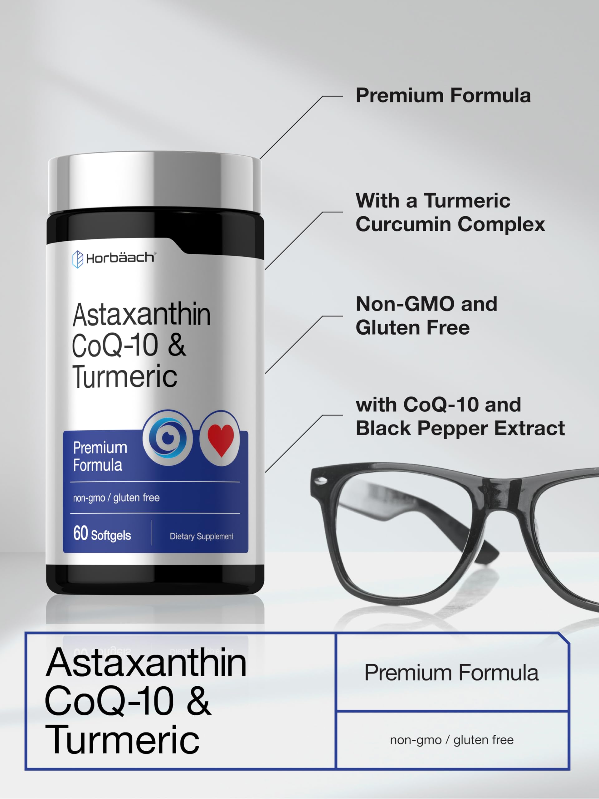 Horbäach Astaxanthin 12mg | with CoQ-10 & Turmeric | 60 Softgels | Premium Formula | Non-GMO, Gluten Free Supplement - Image 4