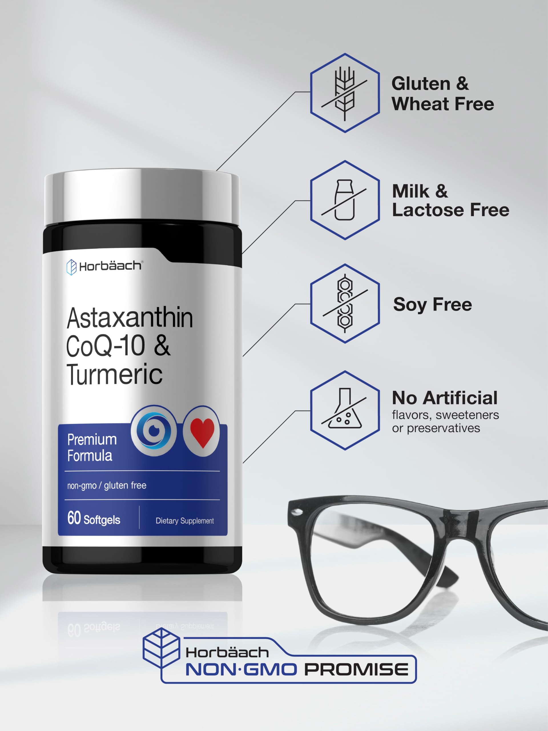 Horbäach Astaxanthin 12mg | with CoQ-10 & Turmeric | 60 Softgels | Premium Formula | Non-GMO, Gluten Free Supplement - Image 5
