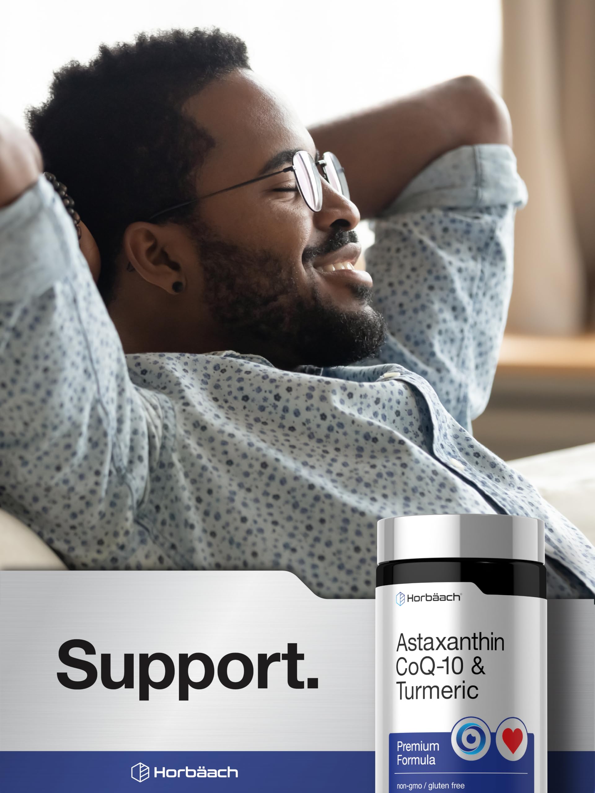 Horbäach Astaxanthin 12mg | with CoQ-10 & Turmeric | 60 Softgels | Premium Formula | Non-GMO, Gluten Free Supplement - Image 6