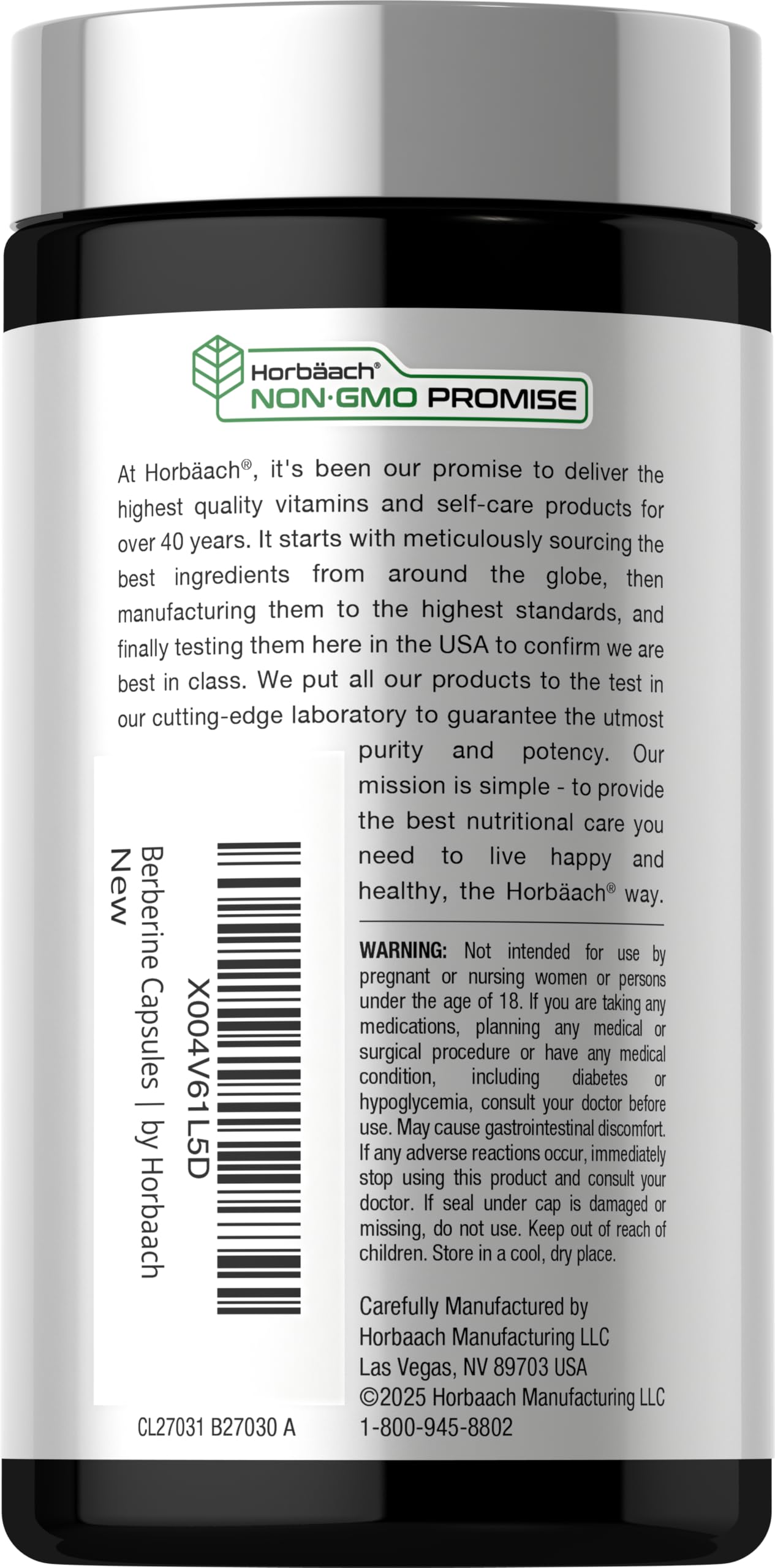 Horbäach Berberine Complex Supplement | 60 Vegan Capsules | with Ceylon Cinnamon & Chromium | Naturally Derived | Non-GMO, Gluten Free Formula - Image 3