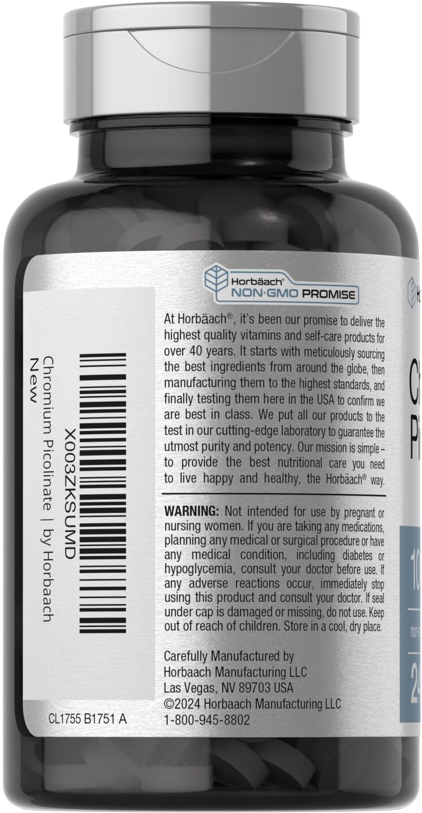 Horbäach Chromium Picolinate 1000mcg | 240 Tablets | Vegetarian, Non-GMO & Gluten Free Supplement - Image 3