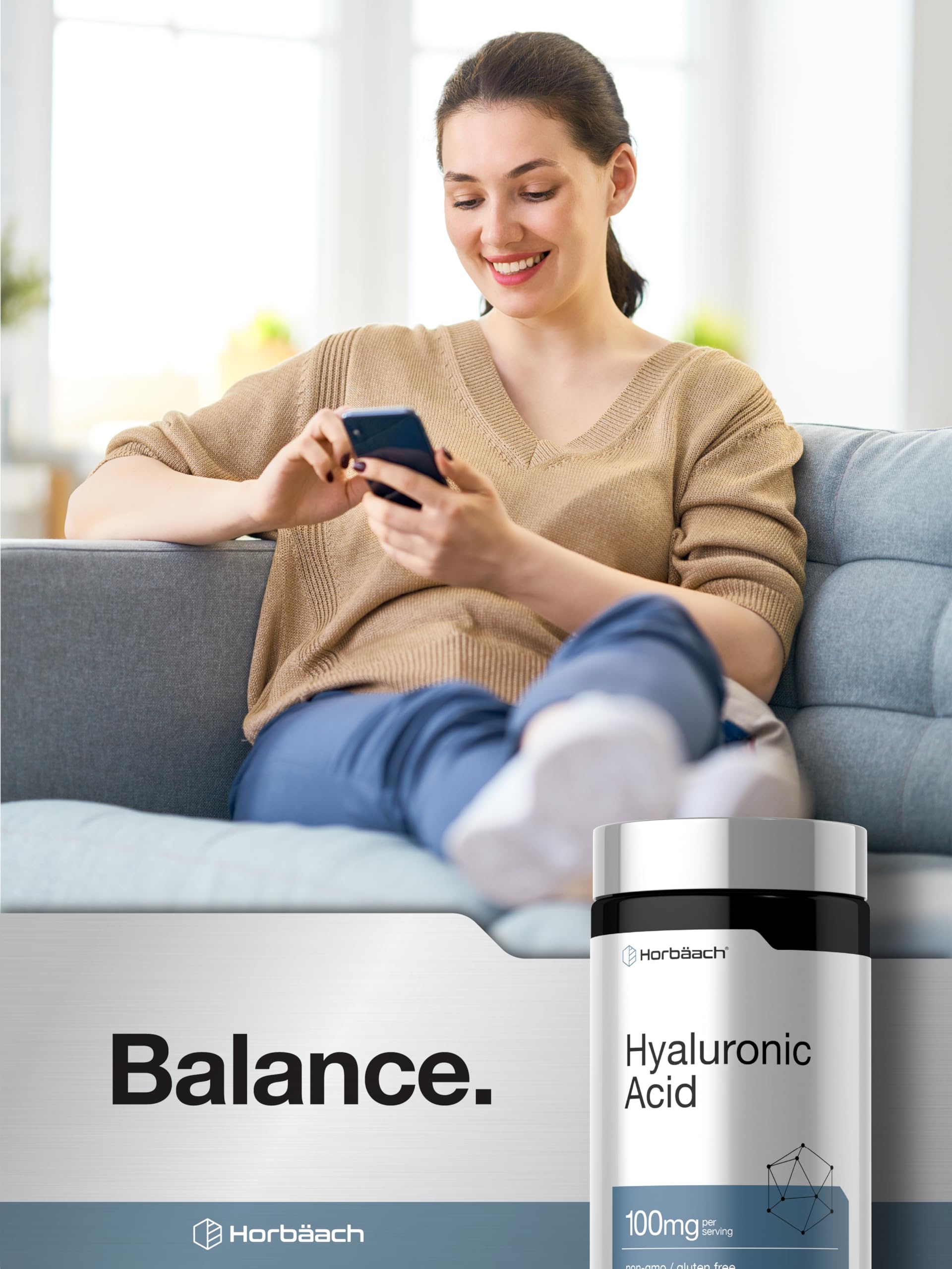 Horbäach Hyaluronic Acid Supplement | 100mg | 120 Capsules | Non-GMO, Gluten Free - Image 6