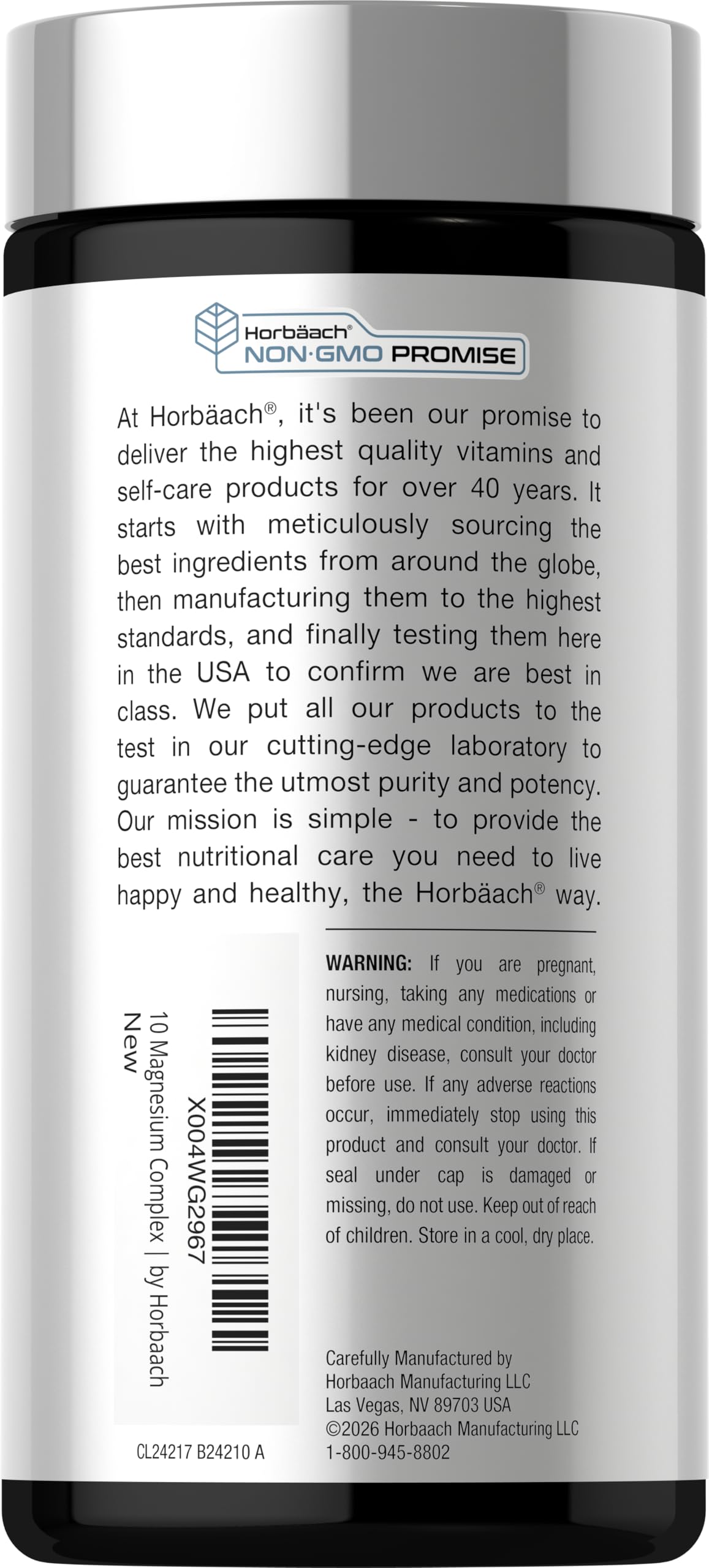 Horbäach Magnesium Complex | 1490 mg | 240 Capsules | 10 Forms of Elemental Magnesium | Vegan, Non-GMO, Gluten Free - Image 3