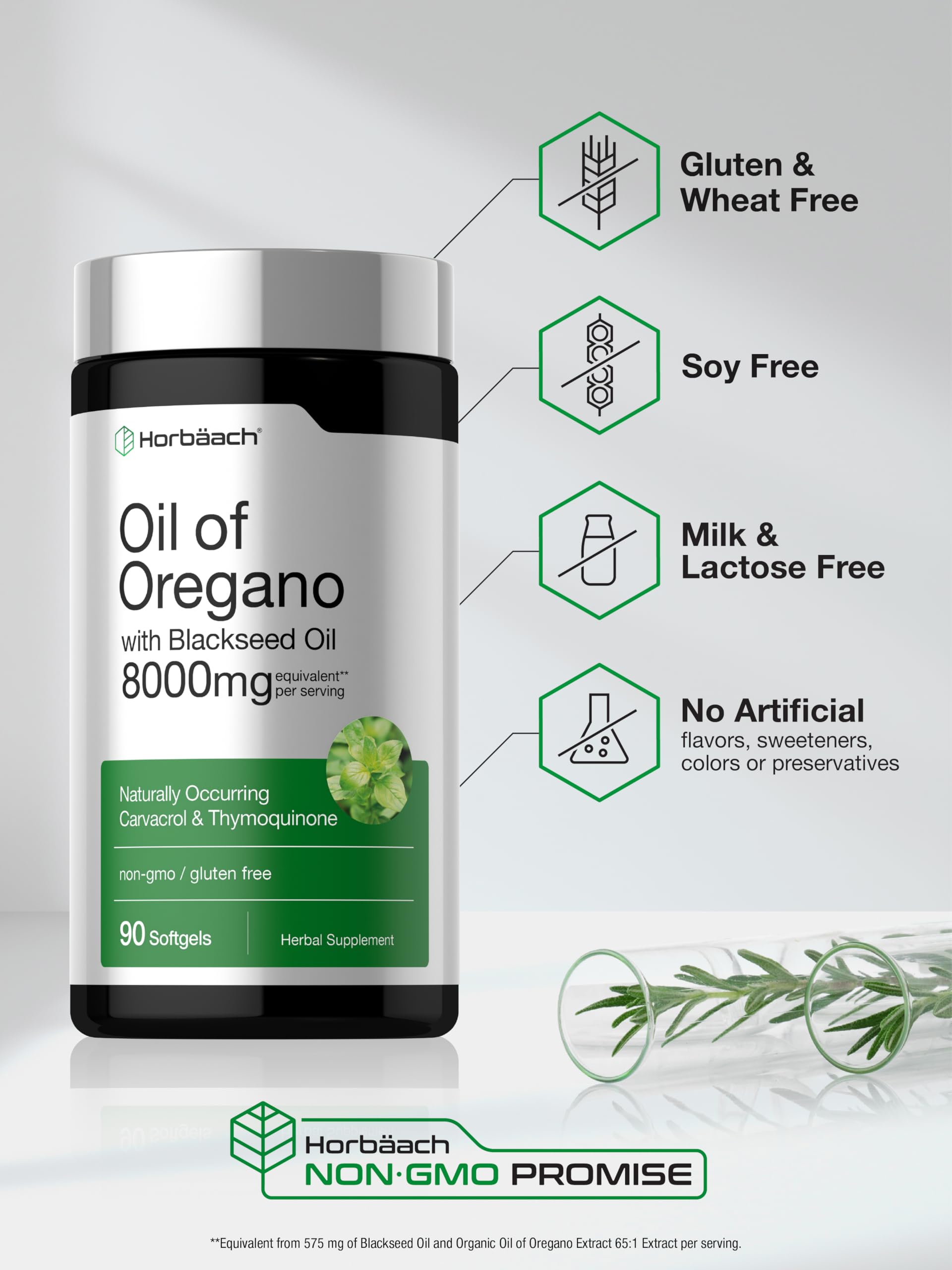Horbäach Oil of Oregano with Blackseed Oil Softgels | 90 Pills | Naturally Occurring Carvacrol & Thymoquinone | Non-GMO, Gluten Free Supplement - Image 5