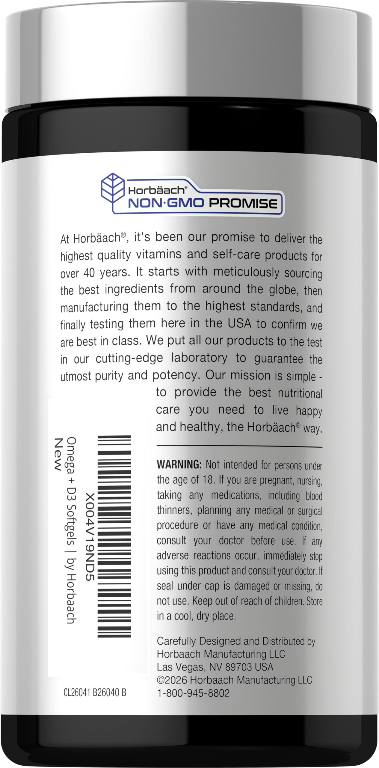 Horbäach Omega + D3 | 90 Softgels | Purified Fish Oil | 2130mg | Non-GMO and Gluten Free Supplement - Image 3
