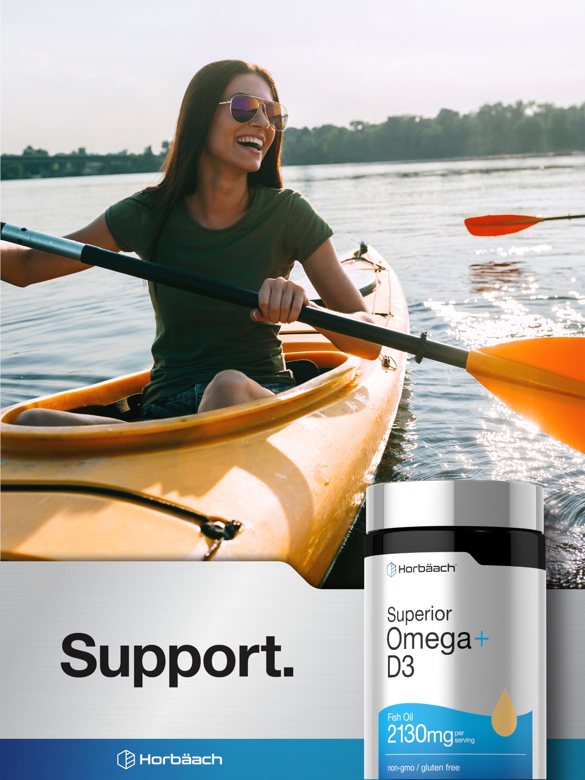 Horbäach Omega + D3 | 90 Softgels | Purified Fish Oil | 2130mg | Non-GMO and Gluten Free Supplement - Image 6