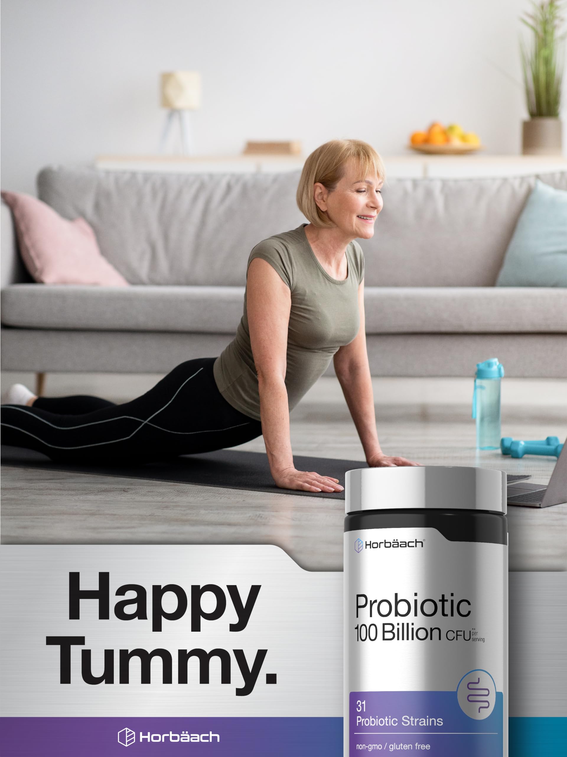 Horbäach Probiotic 100 Billion CFU | 60 Capsules | 31 Probiotic Strains | with Prebiotic Fiber | Vegan, Non GMO, Gluten Free Supplement - Image 6