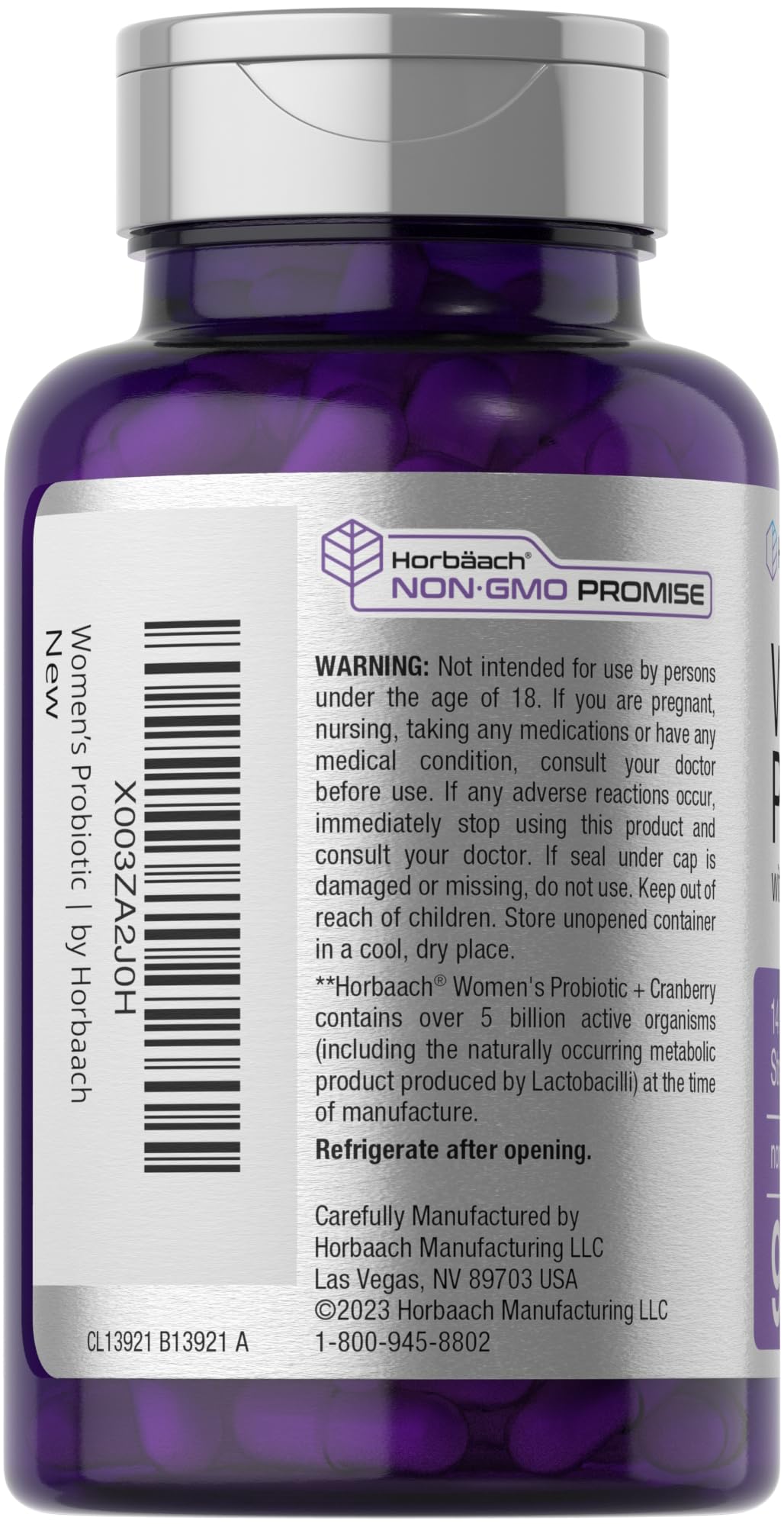 Horbäach Probiotic for Women with Cranberry | 90 Vegetarian Capsules | Dietary Supplement with 14 Probiotic Strains | Non-GMO, Gluten Free Supplement - Image 3