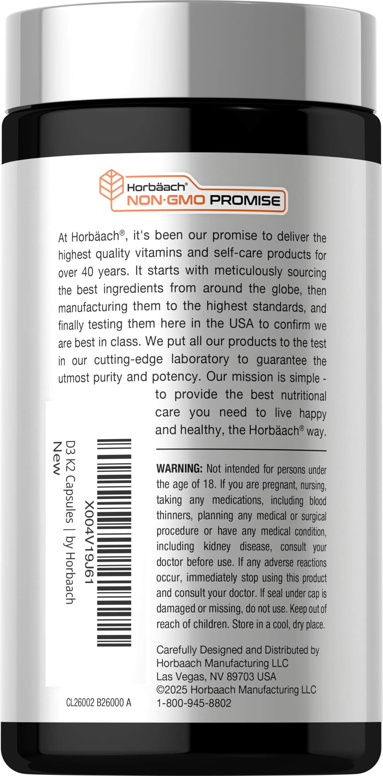 Horbäach Vitamin D3 K2 | 5000 IU D3 | 120 Capsules | with Magnesium, Zinc, & Quercetin | Vegetarian, Non-GMO, Gluten Free Supplement - Image 3