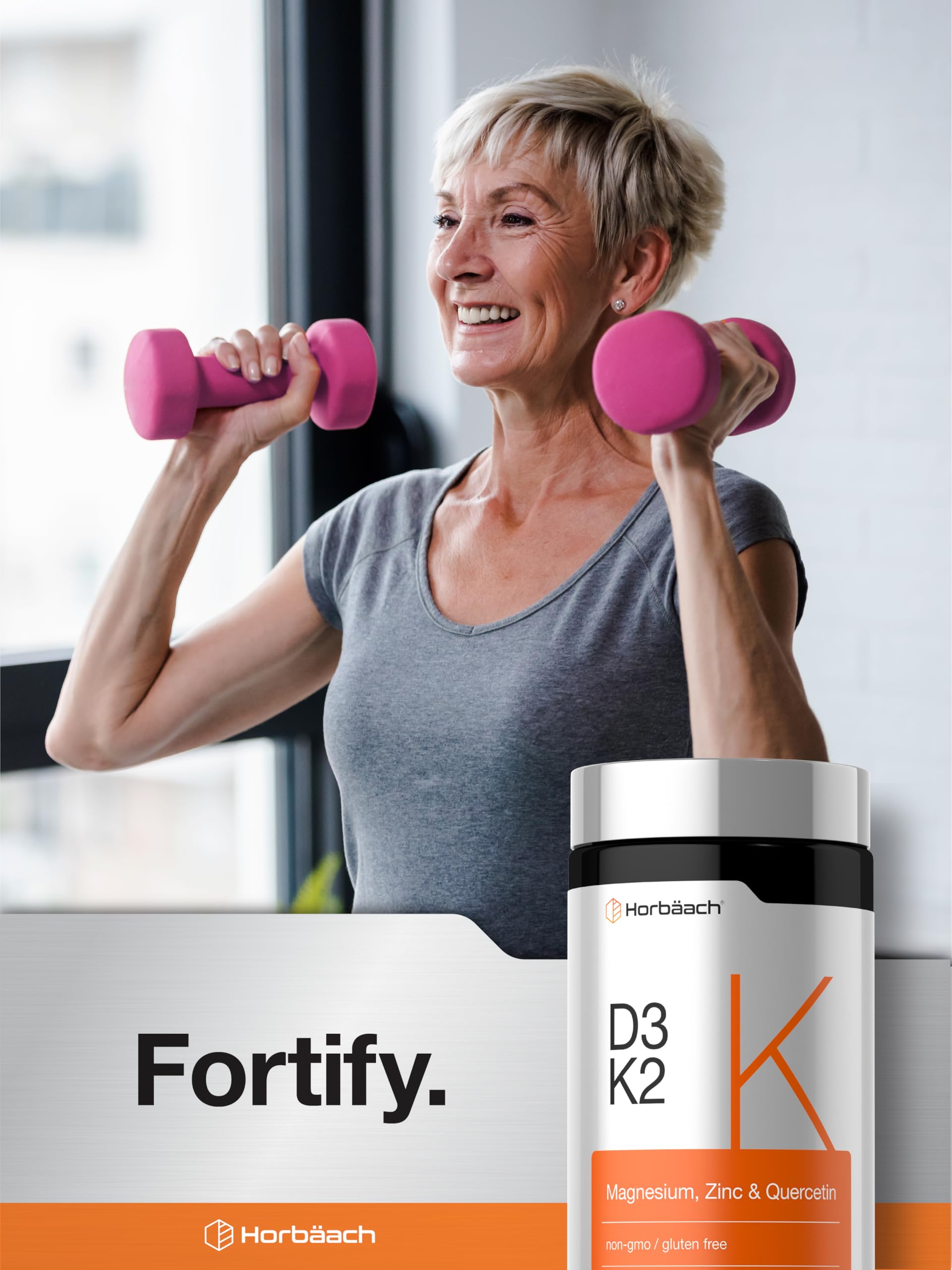 Horbäach Vitamin D3 K2 | 5000 IU D3 | 120 Capsules | with Magnesium, Zinc, & Quercetin | Vegetarian, Non-GMO, Gluten Free Supplement - Image 6