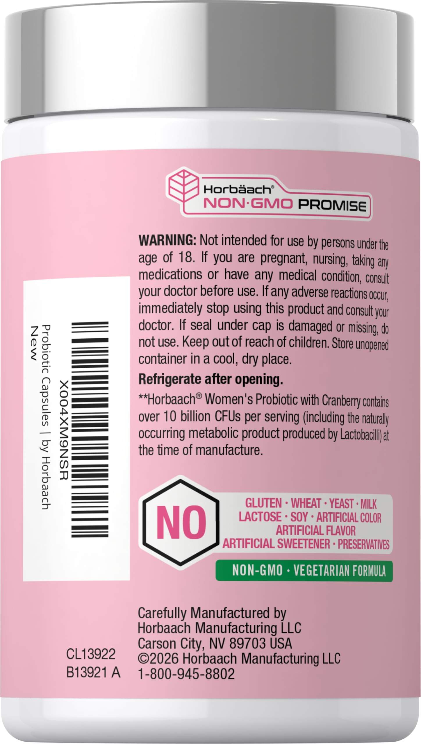 Horbäach Women's Probiotic with Cranberry Supplement | 10 Billion CFU | 14 Probiotic Strains | 90 Capsules | Non GMO, Gluten Free - Image 3