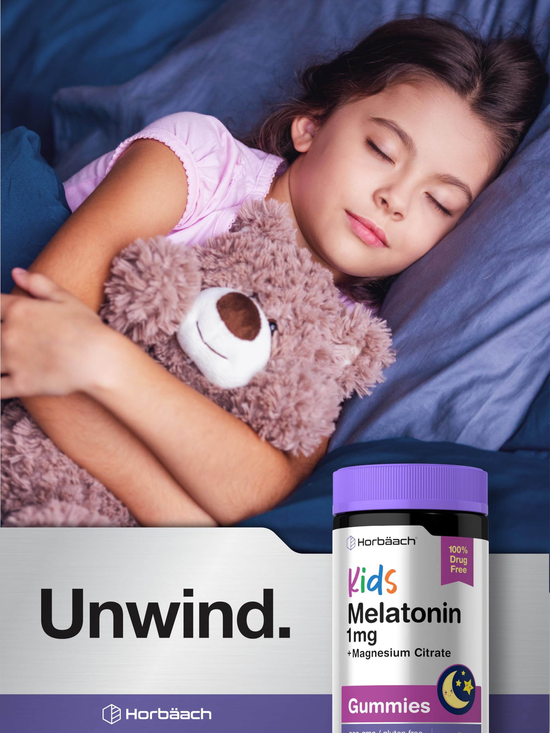 Horbaach Kids Melatonin & Magnesium | 120 Vegan Gummies | Berry Flavor | 100% Drug Free | Non-GMO and Gluten Free - Image 6