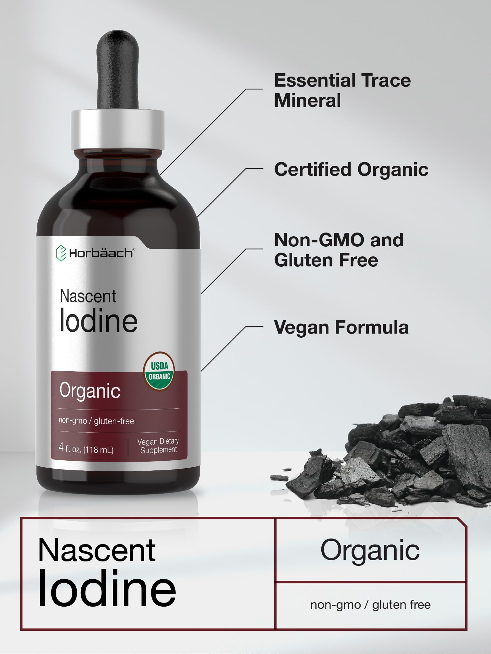 Horbaach Nascent Iodine Drops | 4 Fl Oz | Organic Liquid Tincture Supplement | as Potassium Iodide | Vegan, Non-GMO, and Gluten Free - Image 4